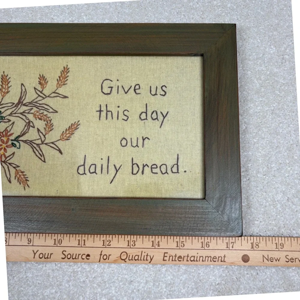 Handstitched Frame Wall Decor Give Us This Day Daily Bread Saying Religion Praye